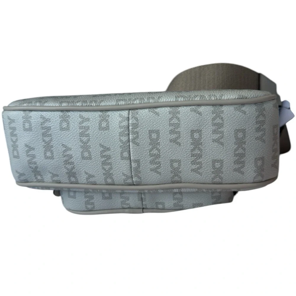 DKNY Gray Shoulder Bag with Text Pattern MSRP 178.00